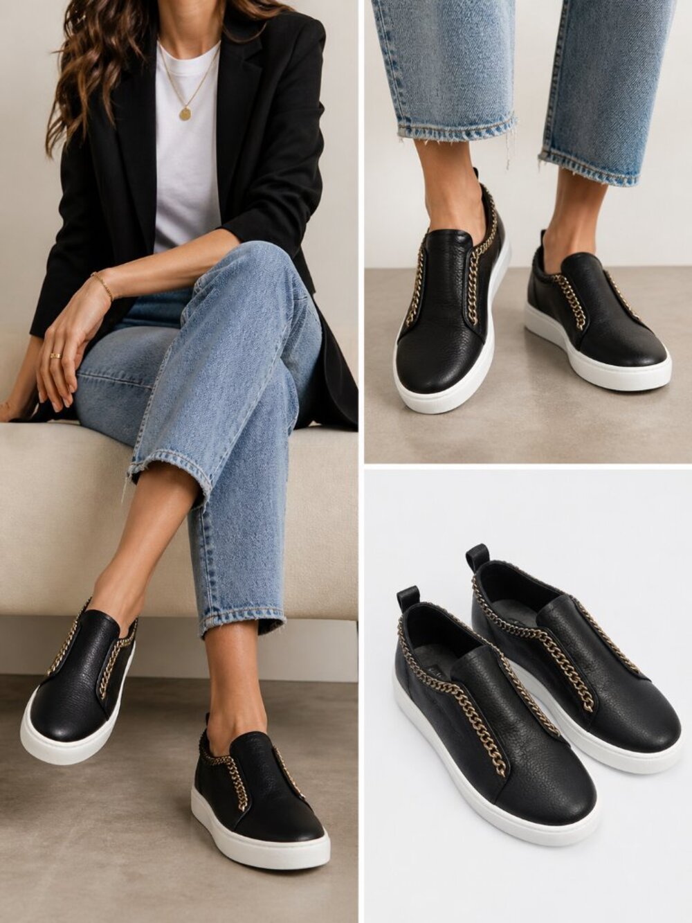 Stokton Leather Slip-On Sneakers Made in Italy Size 37